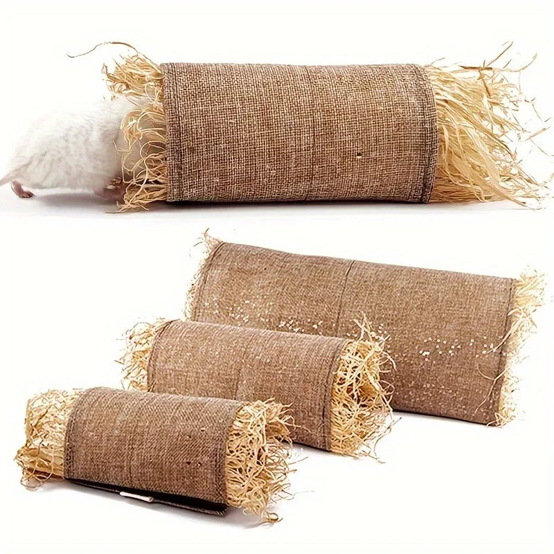 Maison tunnel en herbe naturelle pour lapins, cochons d'Inde et petits animaux