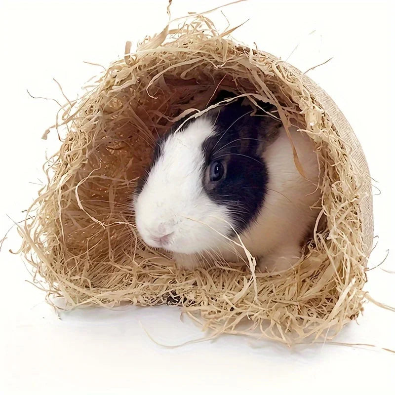 Maison tunnel en herbe naturelle pour lapins, cochons d'Inde et petits animaux