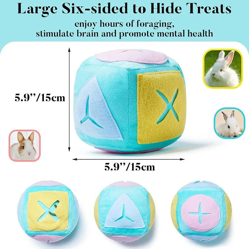 Jouet d'enrichissement lavable avec puzzle et clochette pour lapins