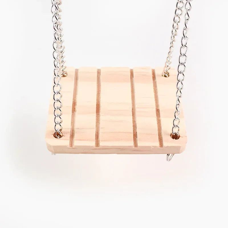 Balançoire et échelle en bois pour hamsters, oiseaux, perruches et chinchillas