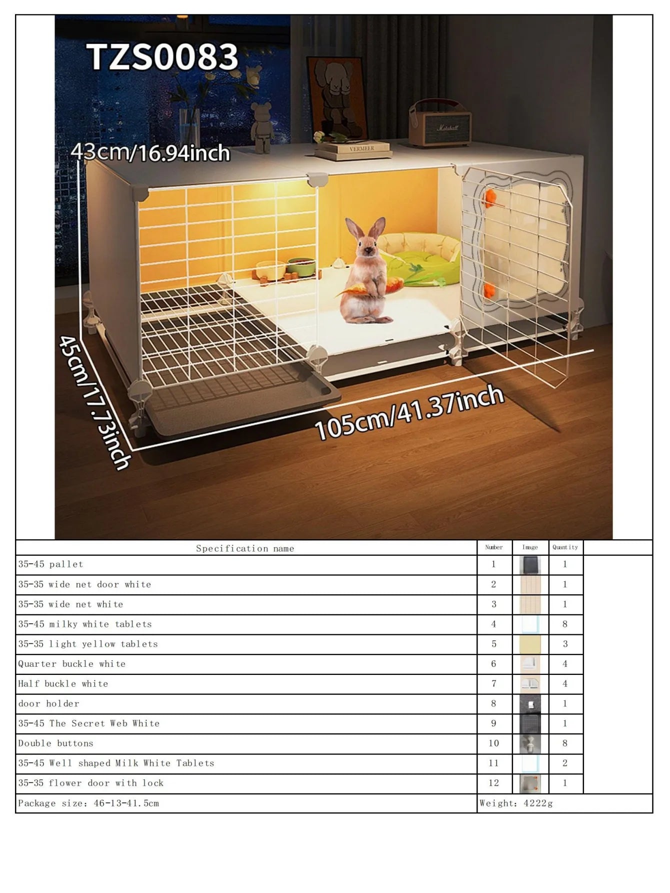 Cage Lapin Villa avec Espace de Vie Séparé