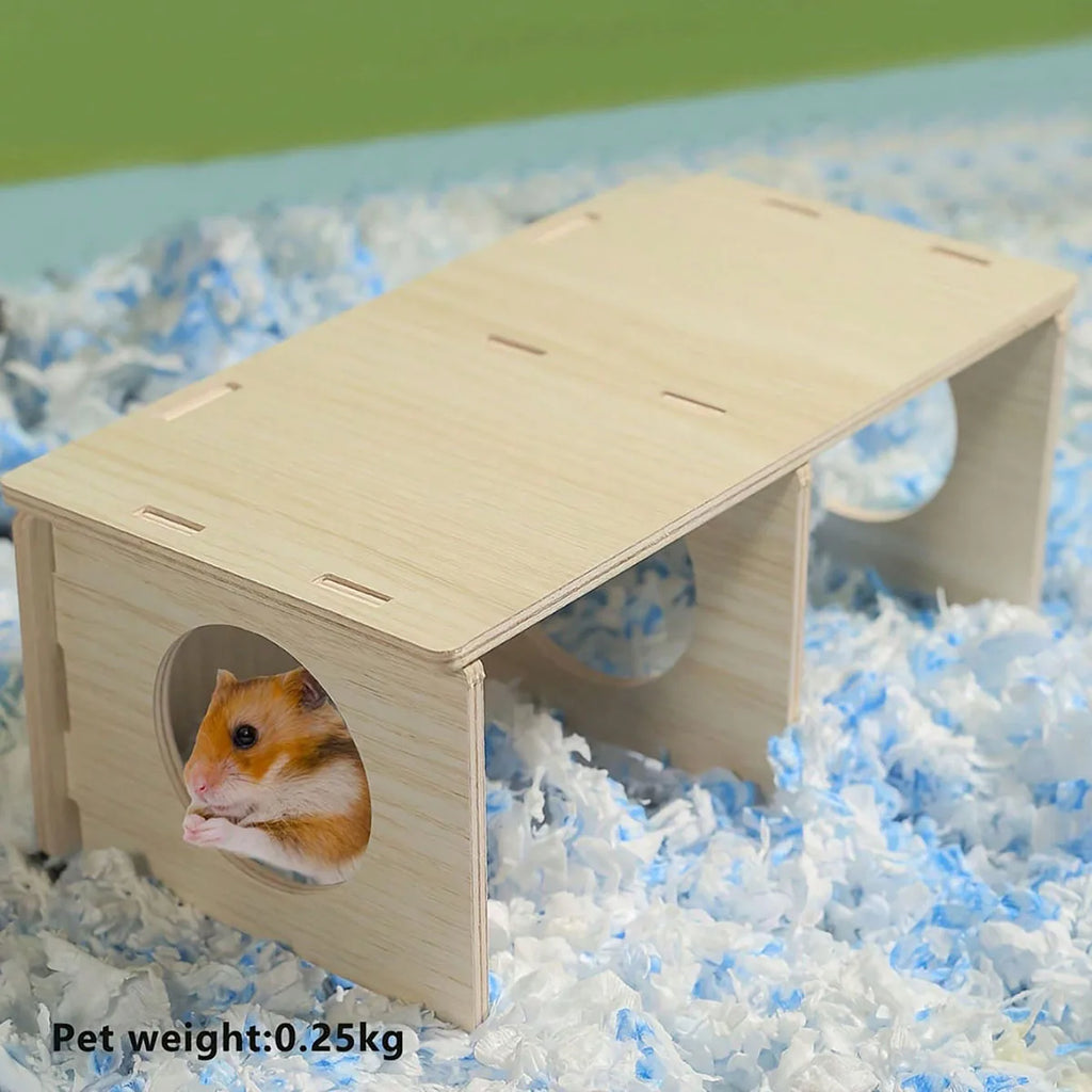 Cachette en bois massif pour hamsters, hérissons, écureuils et petits rongeurs