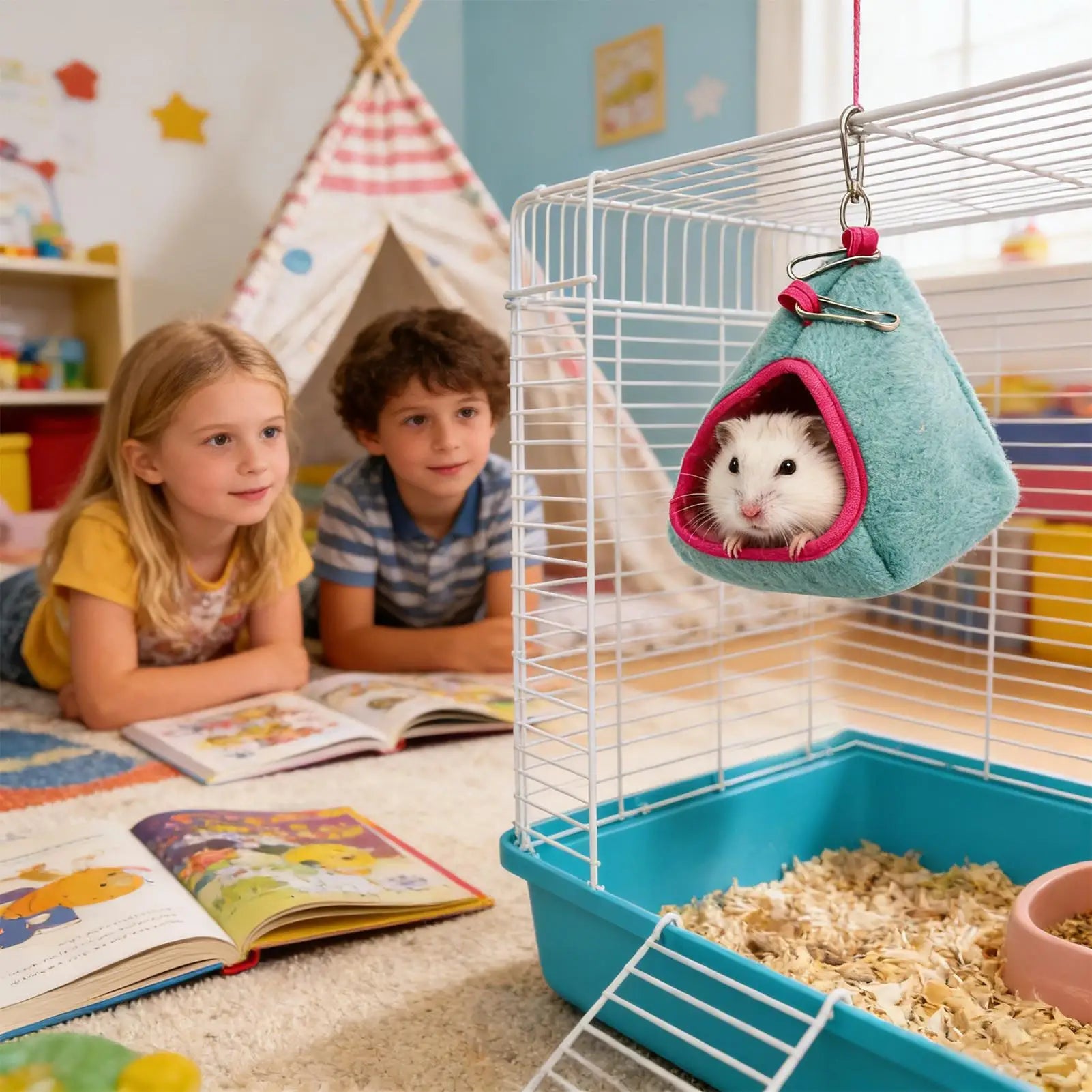 Nid Suspendu Chaud pour Hamster – Maison Résistante aux Griffures & Hamac Cosy
