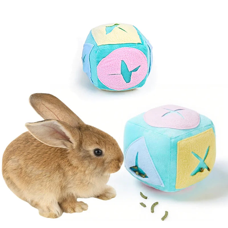Jouet d'enrichissement lavable avec puzzle et clochette pour lapins