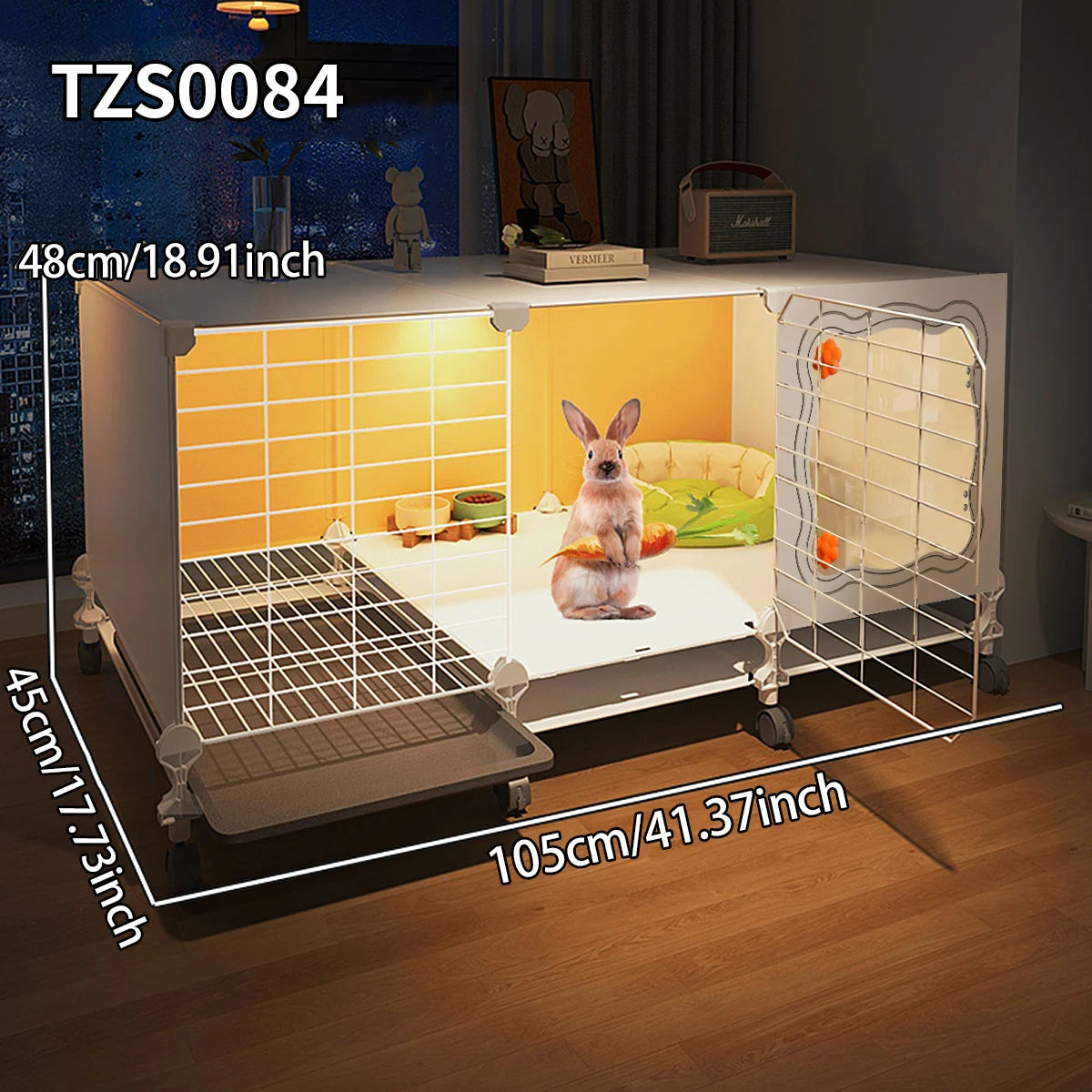 Cage Lapin Villa avec Espace de Vie Séparé