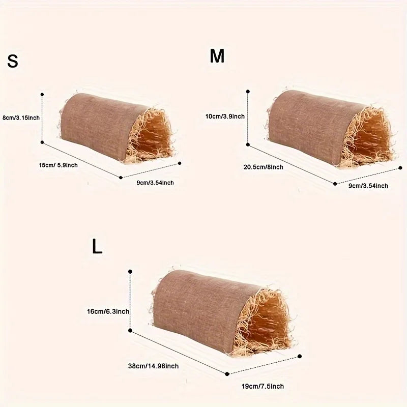 Maison tunnel en herbe naturelle pour lapins, cochons d'Inde et petits animaux