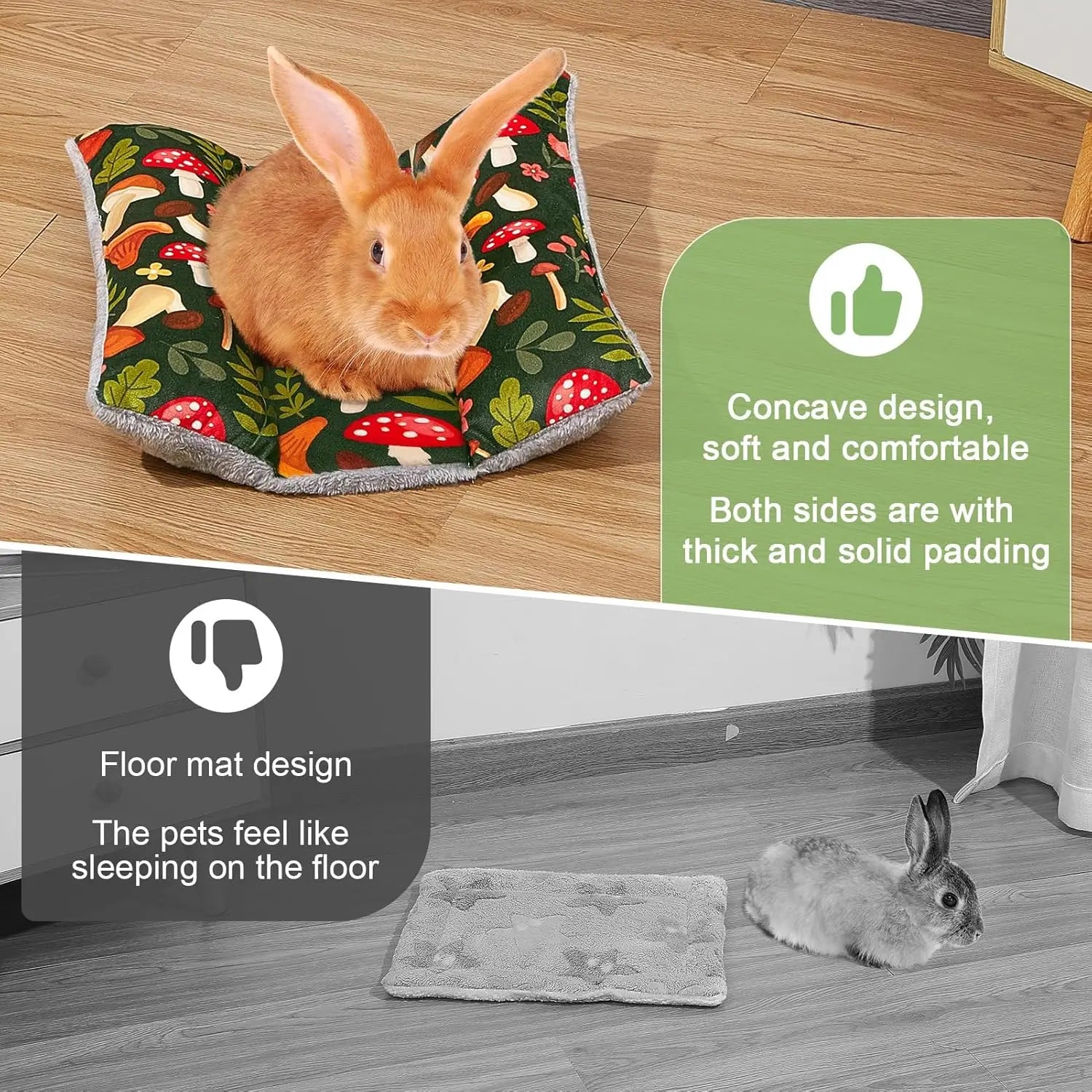 Tapis-Lit Lavable Double Face pour Lapin – Coussin Moelleux & Facile d'Entretien