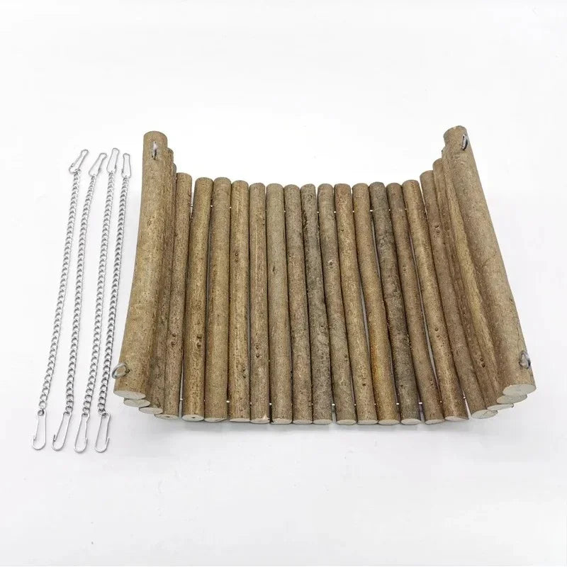 Hamac en Bois Naturel pour Lapin – Balançoire Fraîche pour l'Été