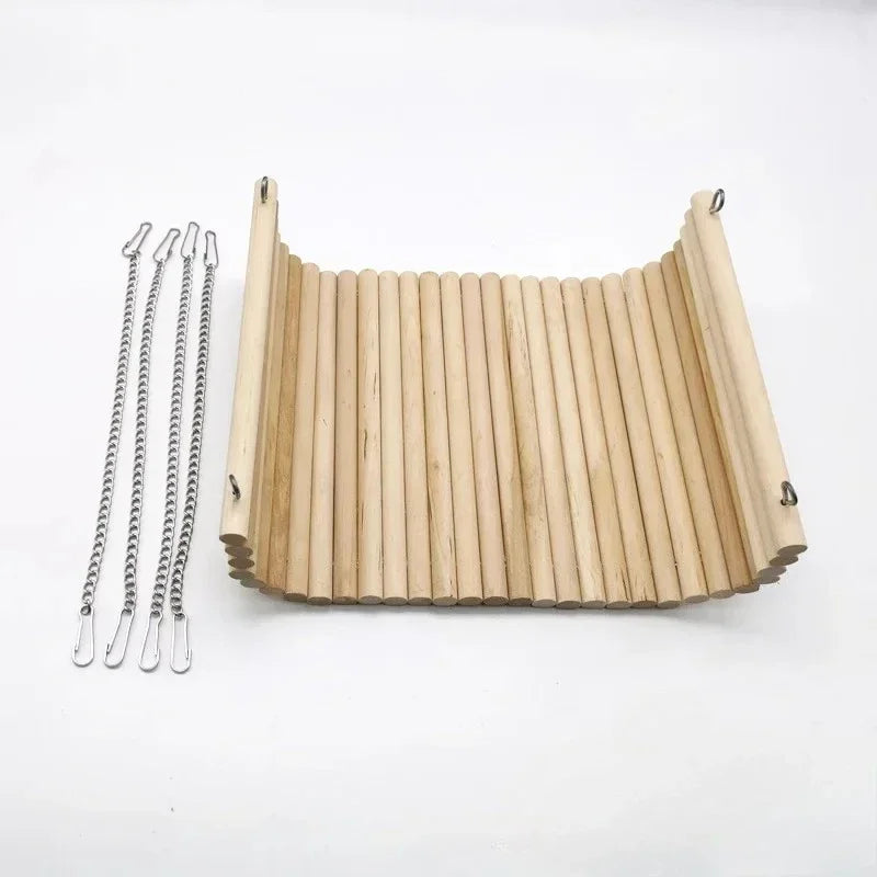 Hamac en Bois Naturel pour Lapin – Balançoire Fraîche pour l'Été