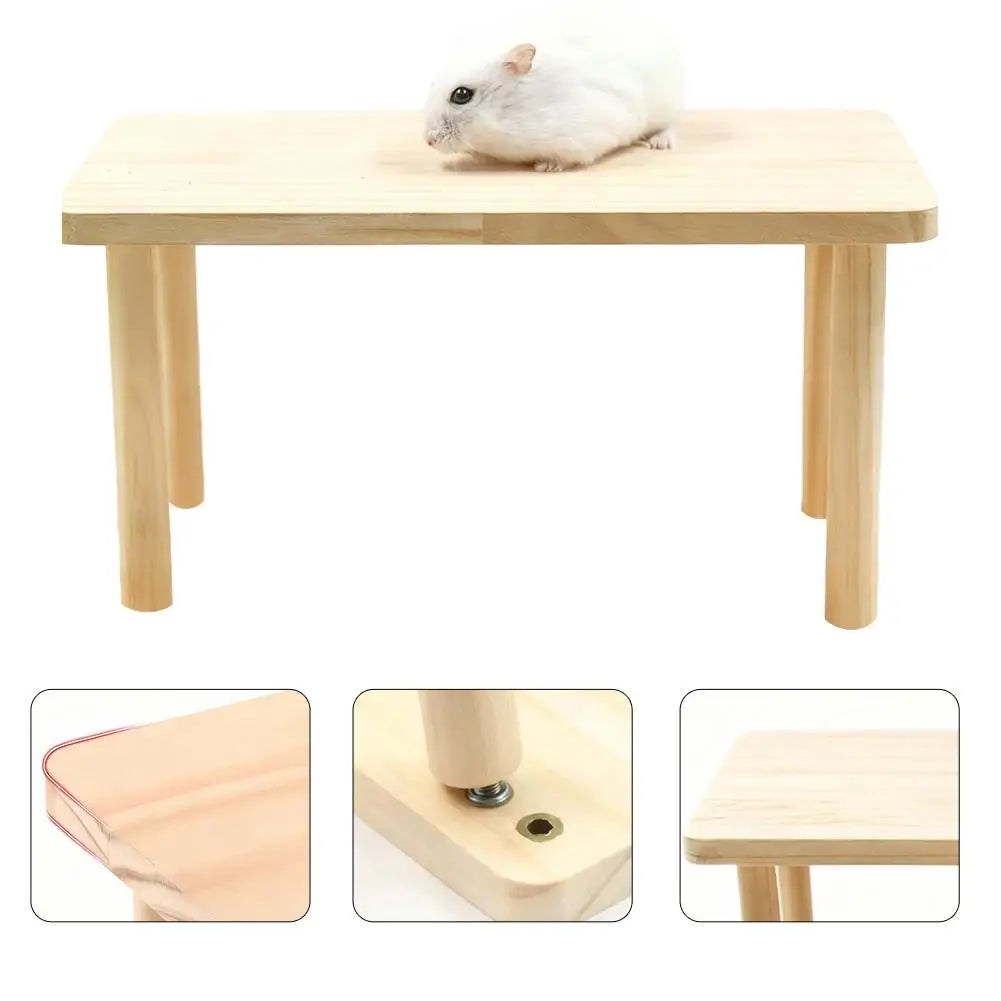 Plateforme de jeu en bois pour hamsters – décor naturel et stimulant