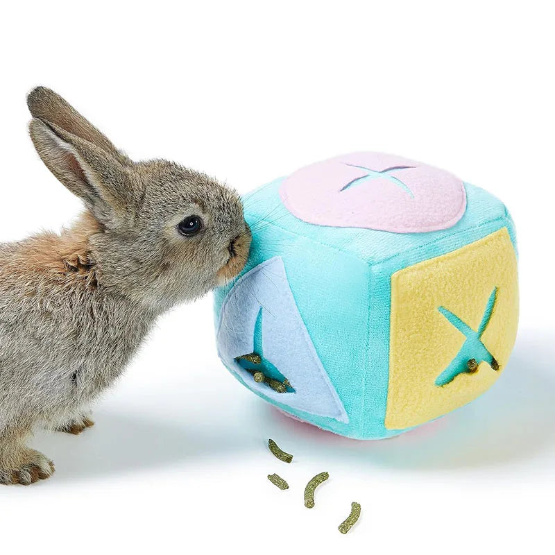Jouet d'enrichissement lavable avec puzzle et clochette pour lapins