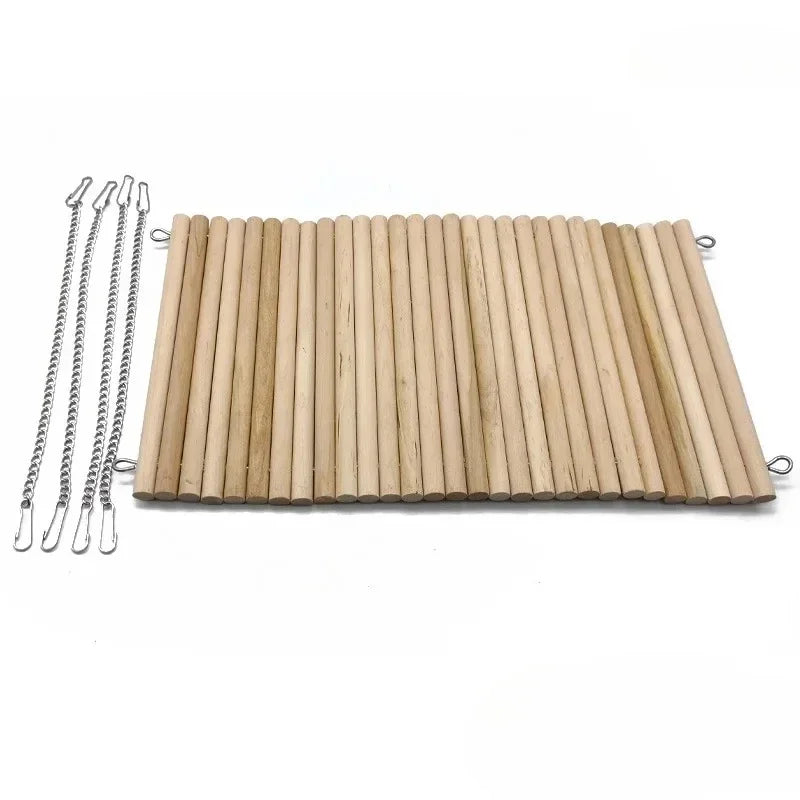 Hamac en Bois Naturel pour Lapin – Balançoire Fraîche pour l'Été