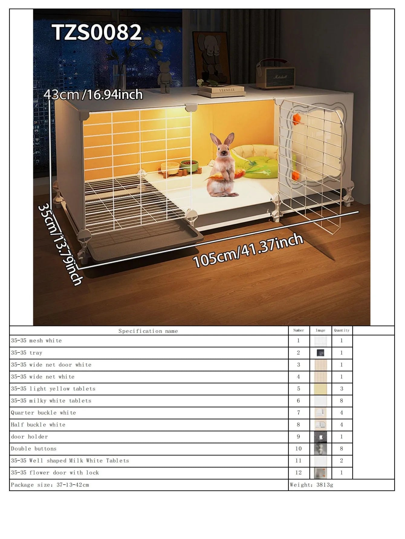 Cage Lapin Villa avec Espace de Vie Séparé