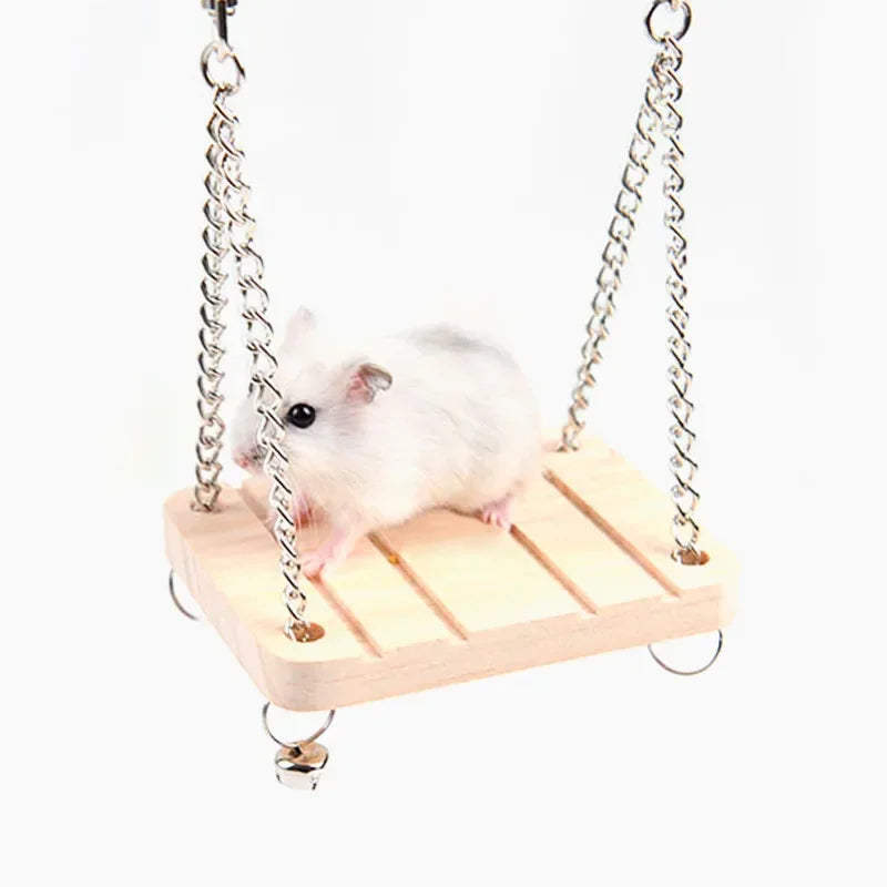 Balançoire et échelle en bois pour hamsters, oiseaux, perruches et chinchillas