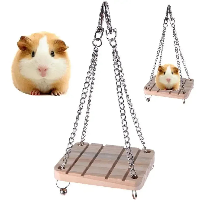 Balançoire et échelle en bois pour hamsters, oiseaux, perruches et chinchillas