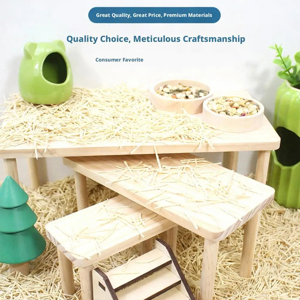 Plateforme de jeu en bois pour hamsters – décor naturel et stimulant