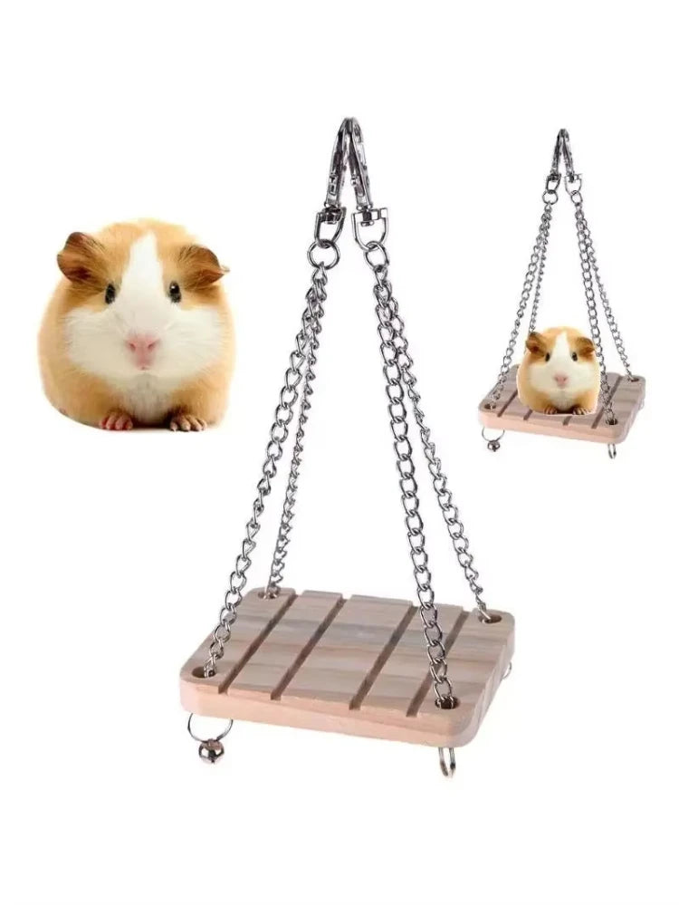 Balançoire et échelle en bois pour hamsters, oiseaux, perruches et chinchillas